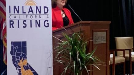 Assembly Member Eloise Gomez Reyes speaks at the Inland California Rising Summit